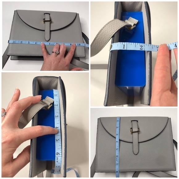 Rare Meli Melo Thela Prep Spex Pebbled Leather Light Stone Grey Shoulder Purse - Picture 16 of 16